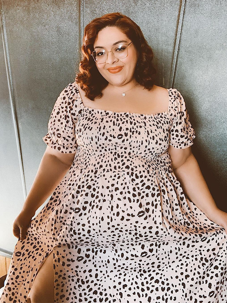 Leopard Shirred Square Collar Dress