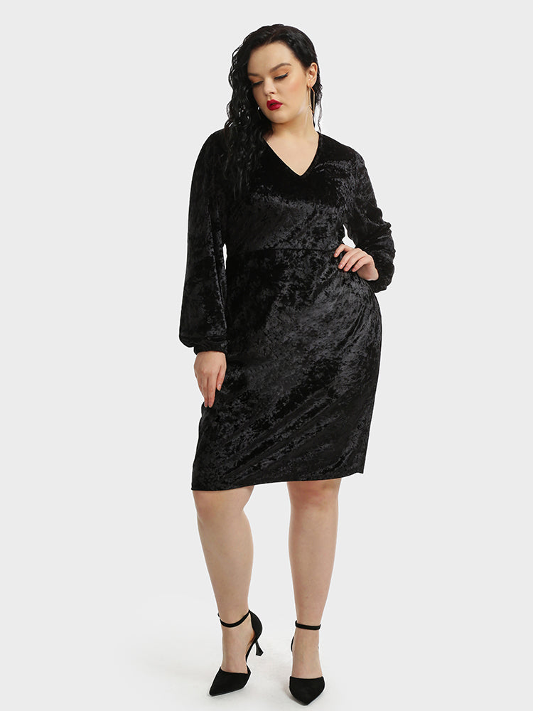 Solid Color V-neck Bodycon Dress