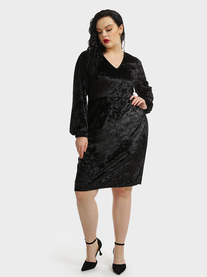 Solid Color V-neck Bodycon Dress