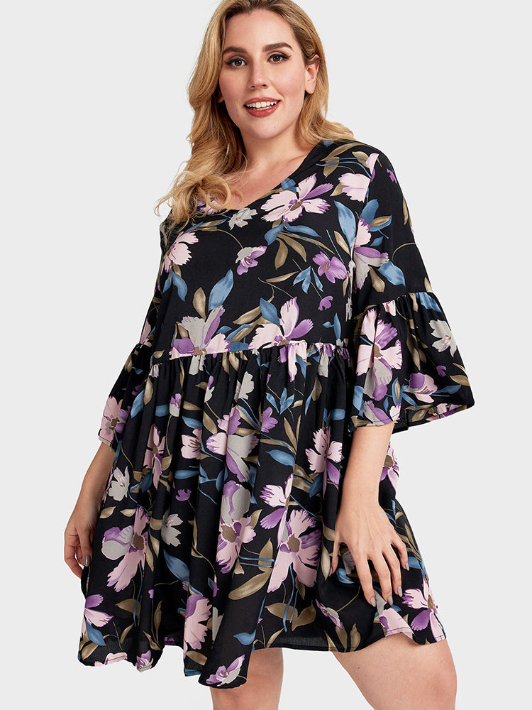 Round-neck Floral Dress