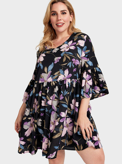 Round-neck Floral Dress