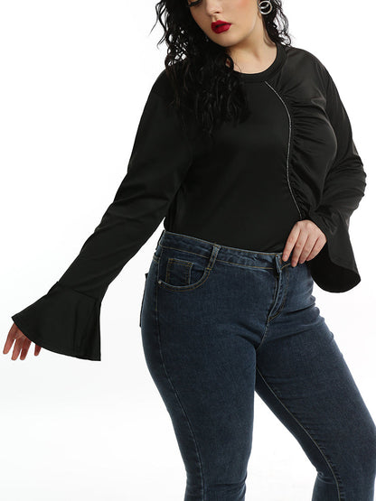 Gathered Flared Sleeve T-shirt