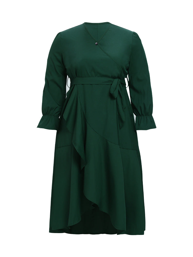 Irregular Hem Ruffle Dress