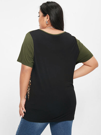 Color Block Leopard T-shirt