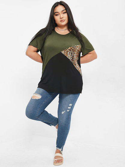 Color Block Leopard T-shirt