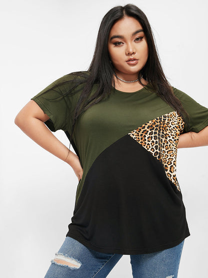 Color Block Leopard T-shirt
