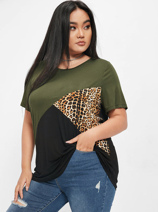 Color Block Leopard T-shirt