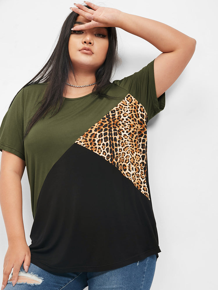 Color Block Leopard T-shirt