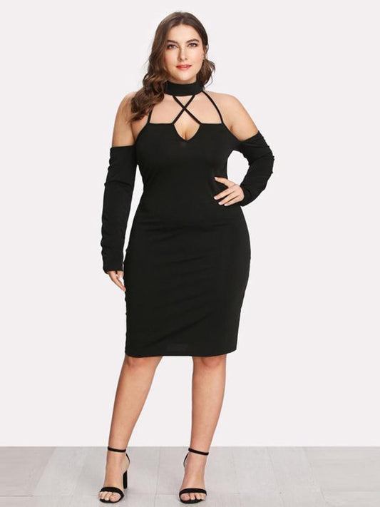 Hollow Out Slim Fit Sexy Halter Dress