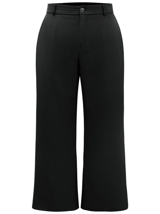 Static-Free Plain Pocket Wide Leg Pants