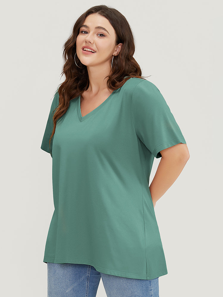 UltraCool Solid V Neck Slightly Stretchy T-shirt