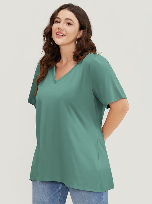 UltraCool Solid V Neck Slightly Stretchy T-shirt