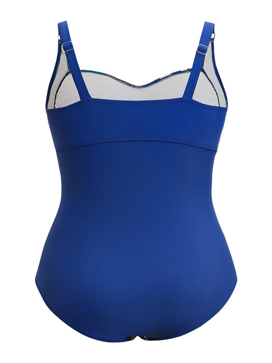 Floral Ruched Crossover Front Sculpt Waist One Piece Swimsuit