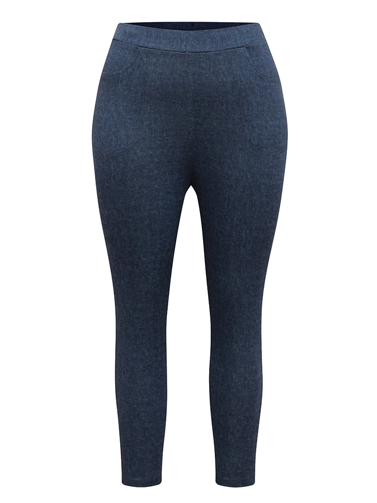Heather Knit Denim High Rise Skinny Leggings