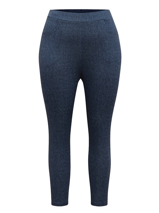 Heather Knit Denim High Rise Skinny Leggings
