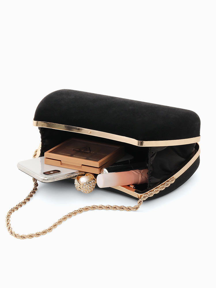 Velvet Rhinestone Detail Glamour Evening Bag