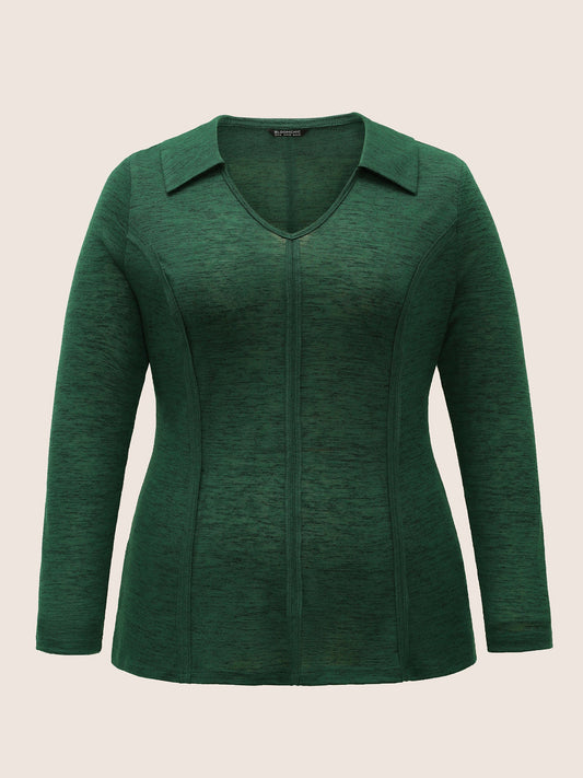 Plain Shirt Collar Heather Texture T-shirt