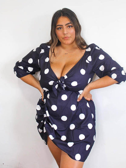 Dot Cut Out Bow Tie Dress