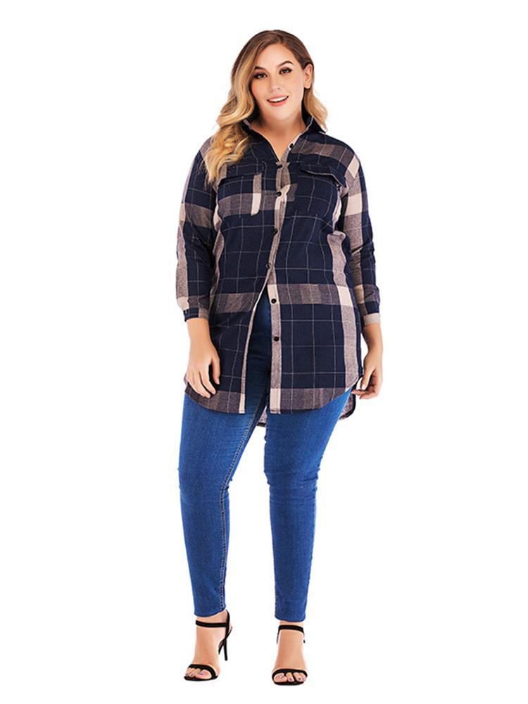 Classic Plaid Pocket Mid-length Shirt