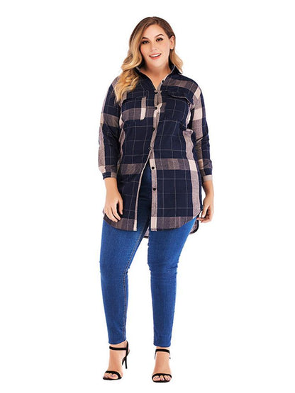 Classic Plaid Pocket Mid-length Shirt