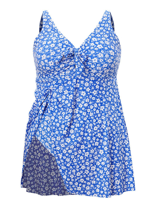 Ditsy Floral Ruffle Knotted Front Swim Dress