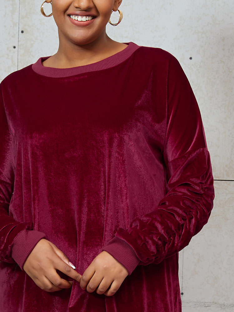 Solid Color Sweatshirt Dress