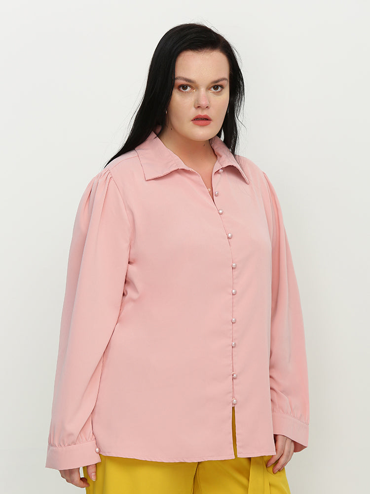 Lapel Collar Button Blouse