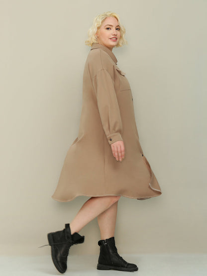 Flap Pocket Front Shirt Dress