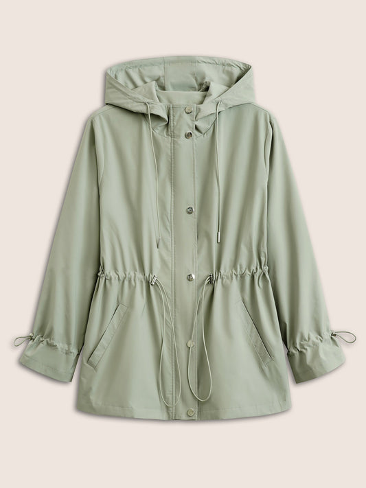 Solid Sun Proof Drawstring Pocket Hooded Jacket