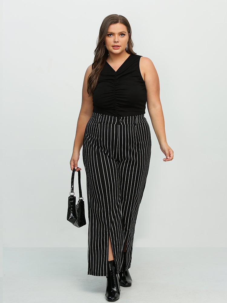 Split Hem Striped Pants