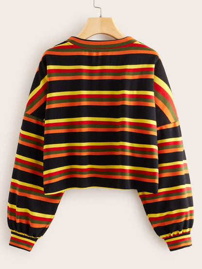 Striped Drop Shoulder Oversized Tee