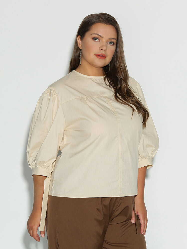Ribbon Puff Sleeve Top
