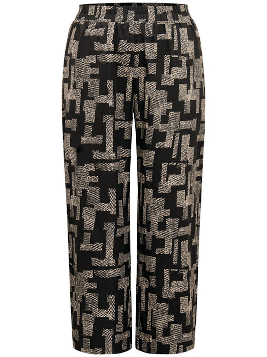 Snakeskin Geometric Contrast Pocket Woven Pants
