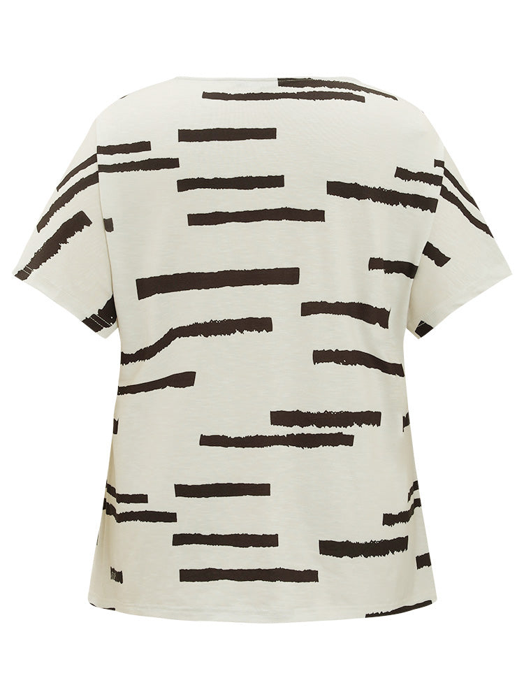 Geometric Print Batwing Sleeve T-shirt