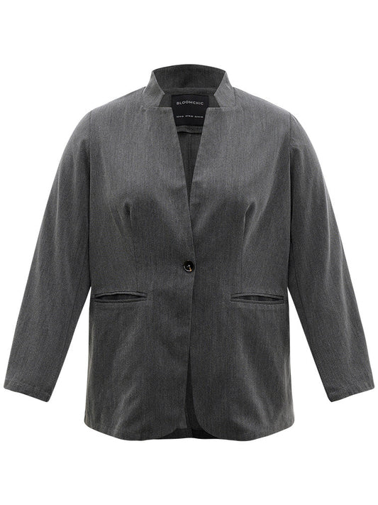 Stand Collar Button Up Pocket Blazer