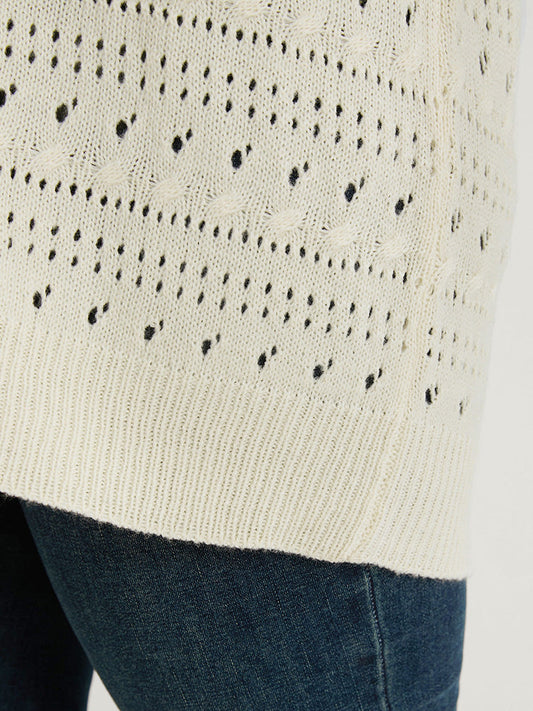 Solid Pointelle Knit Cut Out Off Shoulder Knit Top