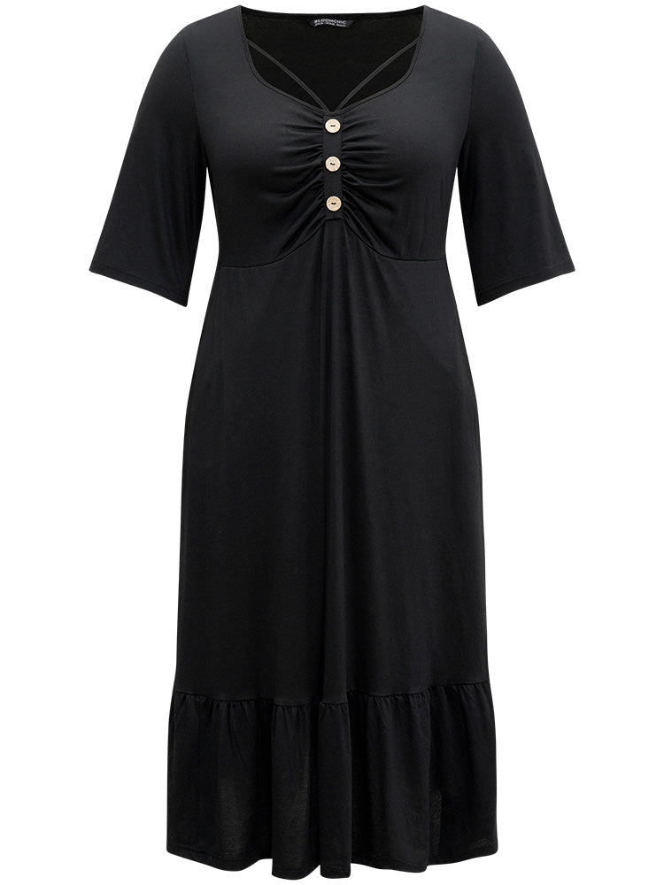 Supersoft Essentials Plain Button Detail Crisscross Pocket Dress