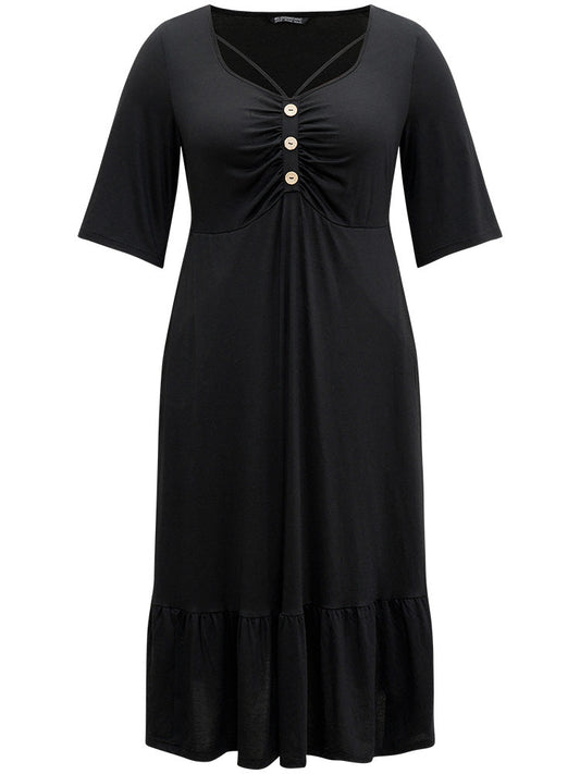 Supersoft Essentials Plain Button Detail Crisscross Pocket Dress