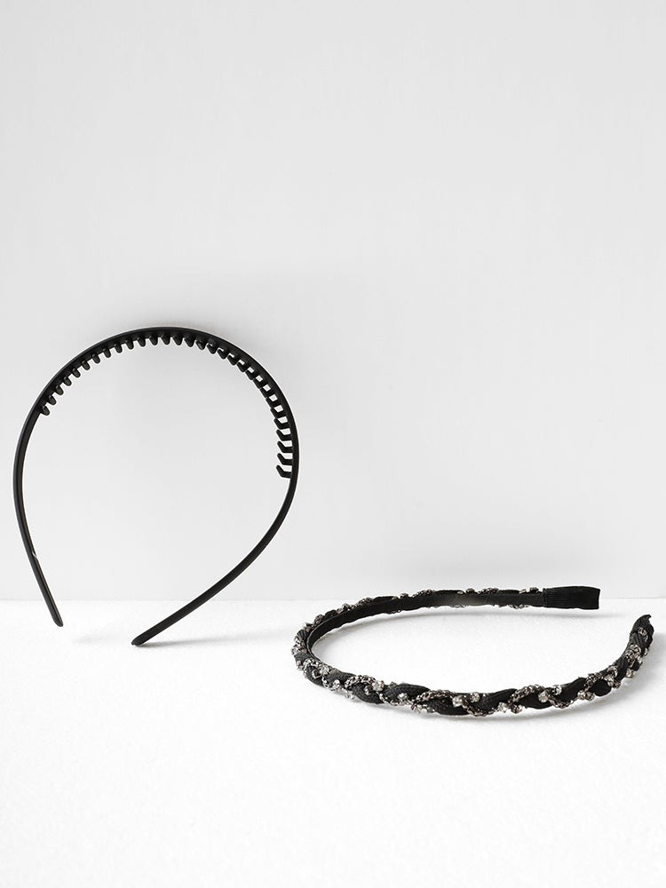 2pcs Sparkly Rhinestone Detail Headbands