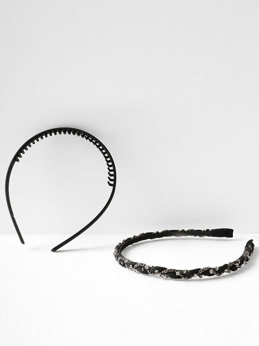 2pcs Sparkly Rhinestone Detail Headbands