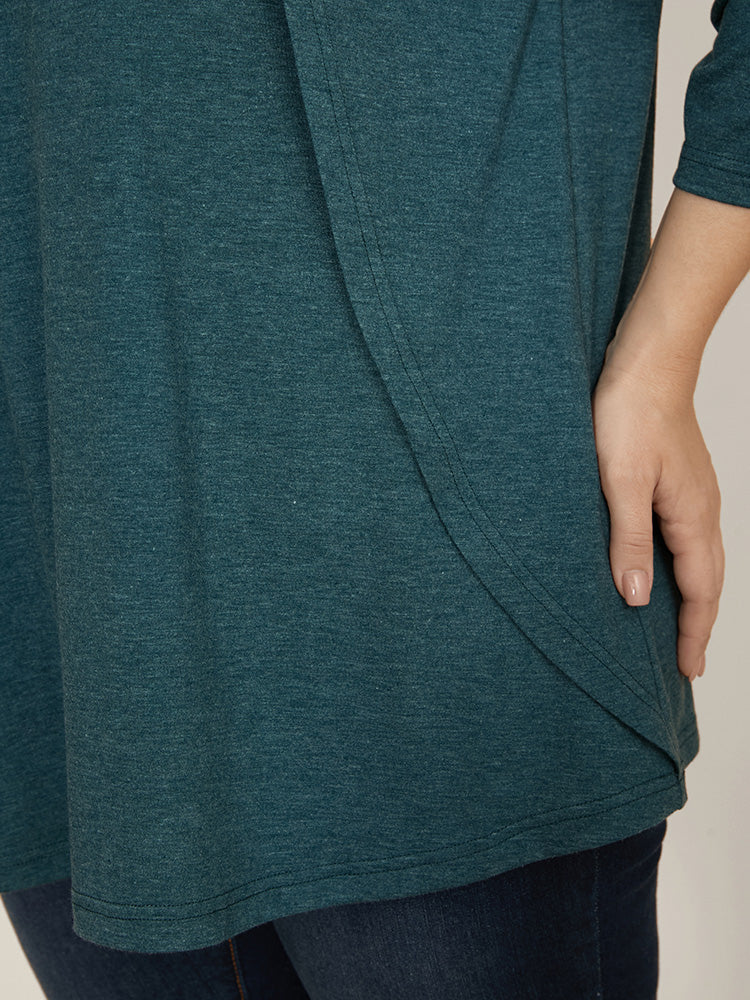 Plain Cut Out Round Neck Long Tee