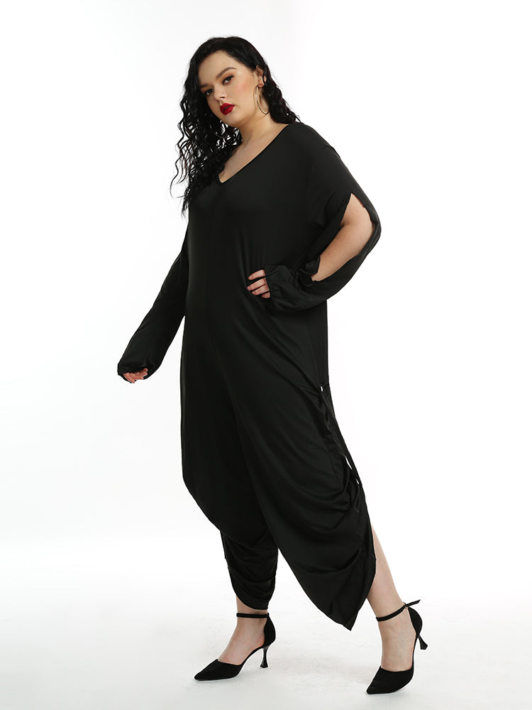 Irregular Opening Solid Jumpsuit