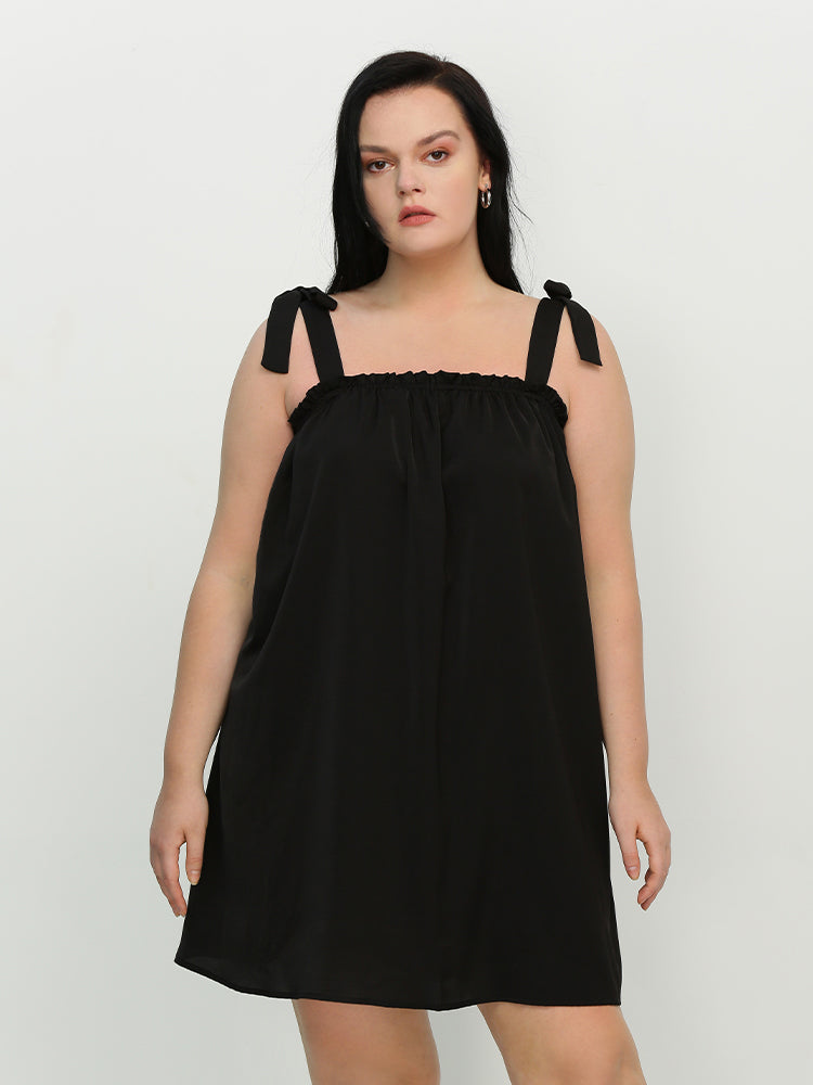Knotted Shoulder Frill Dress