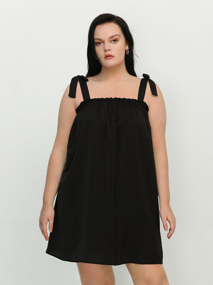 Knotted Shoulder Frill Dress