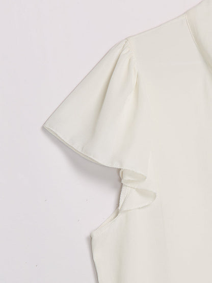 Bowknot Frill Cap Sleeve Blouse