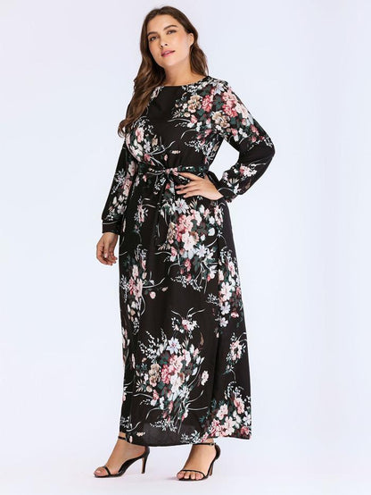 Floral Printed Round Neck Maxi Dress