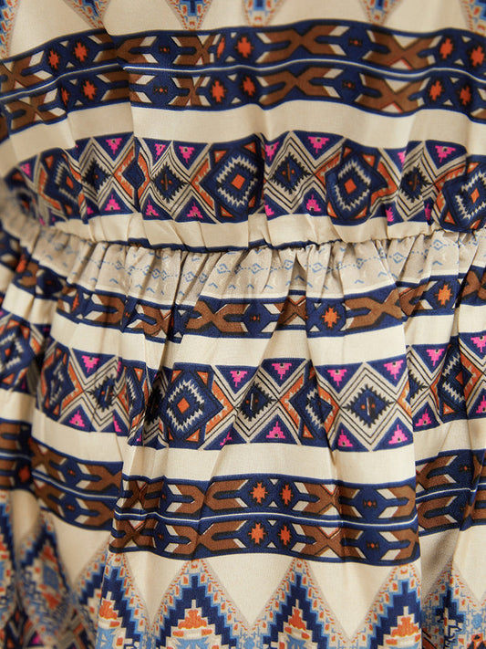 Bandana Print Pocket Ruffle Keyhole Knee Dress