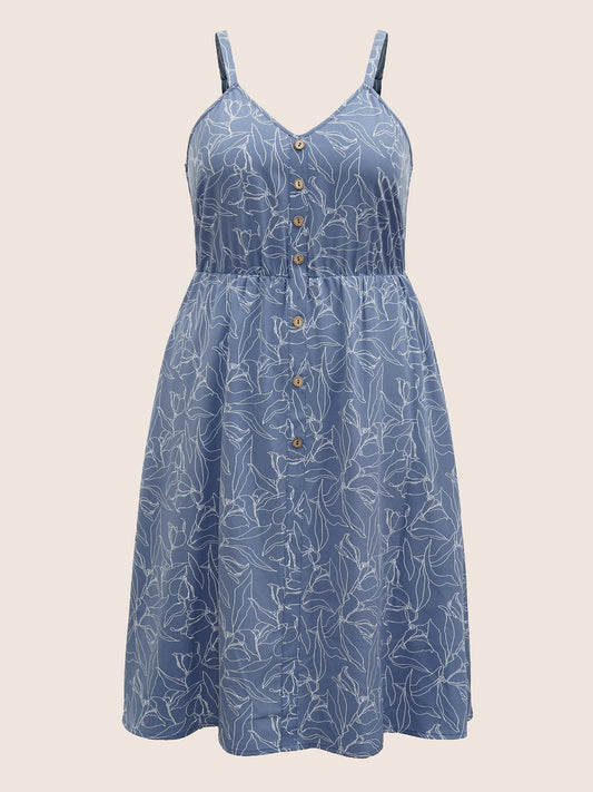 Floral Print Button Detail Cami Dress