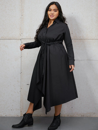 Ties Button Ruffled Shirt Dress