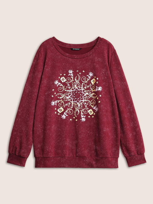 Vintage Horoscope Print Round Neck Sweatshirt